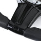 Close-up of custom LED steering wheel for BMW with black leather grip and glossy center panel